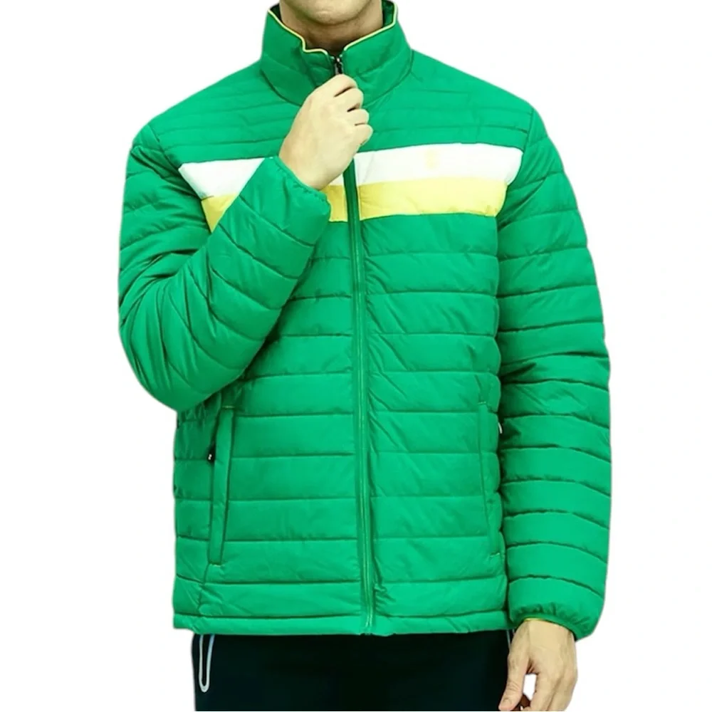 IZOD Mock Neck Quilted Puffer Jacket NEW Size XL Green